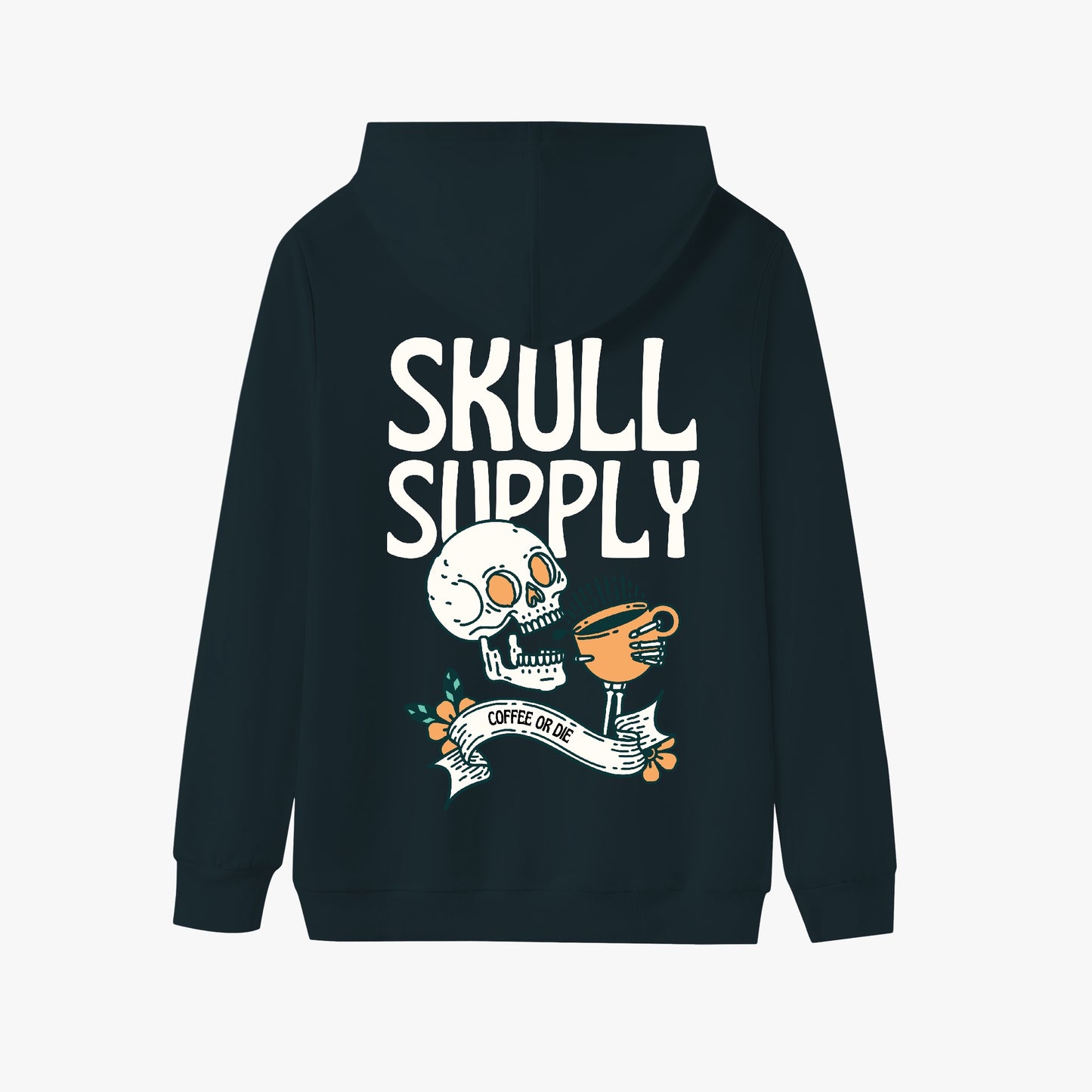 Skull Supply – Coffee or Die Hoodie – Quirky Skull Coffee Design