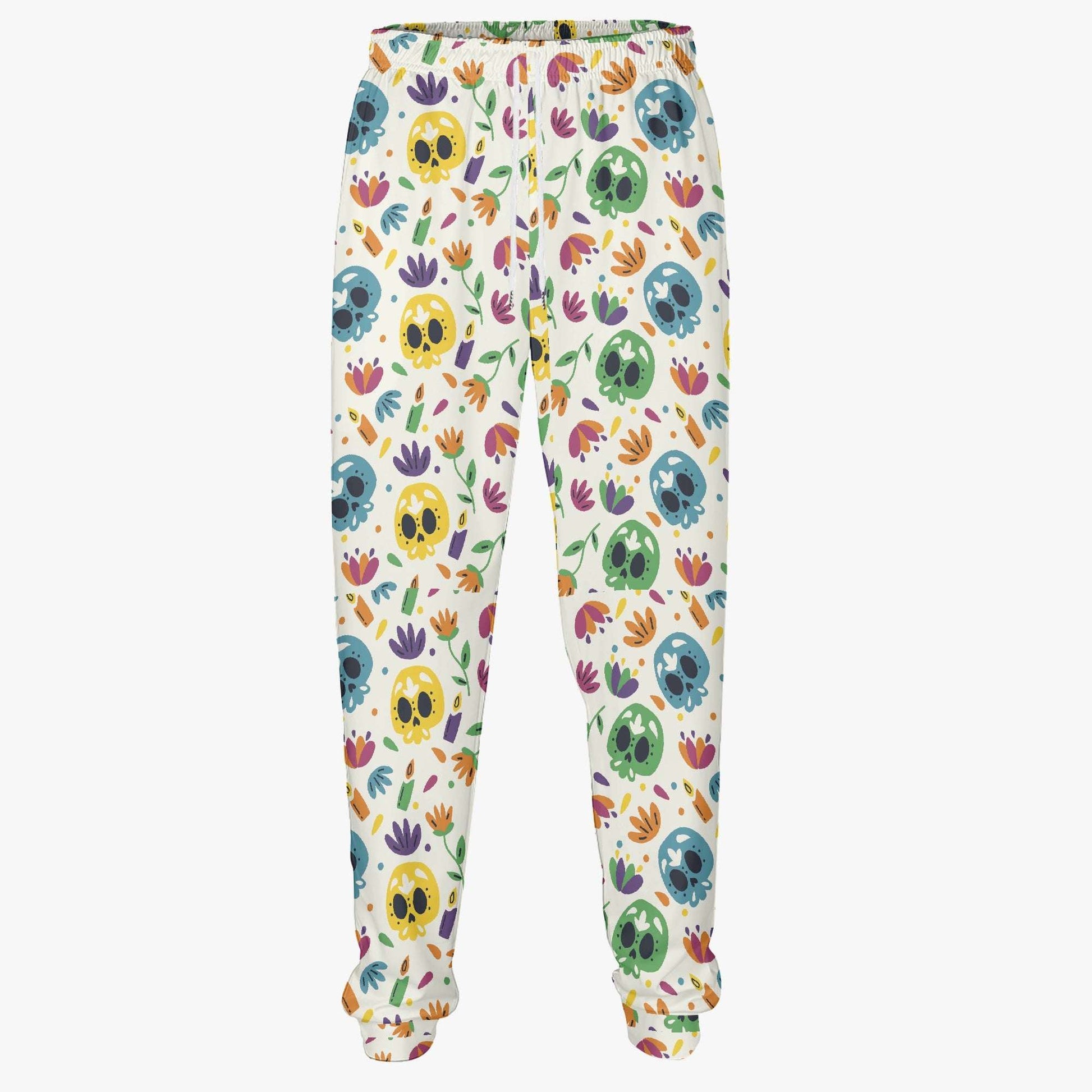 Floral Skull Pattern Sweatpants – Colorful and Unique Design